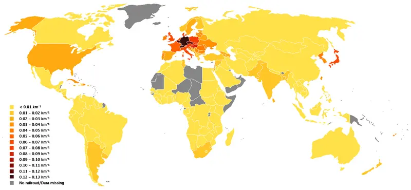 Map: Rail network density