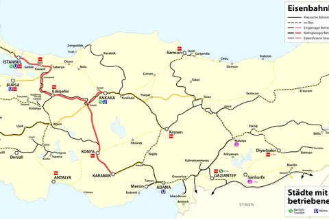 Map: Rail Transport Map of Turkey