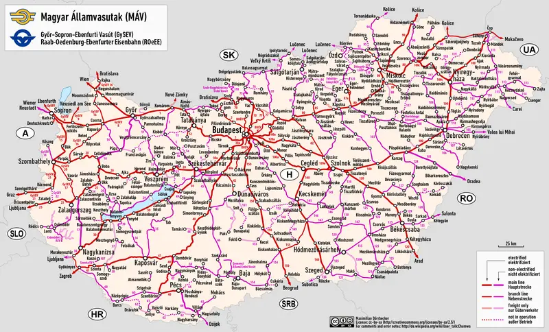 Map: Railway Map of Hungary