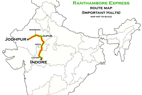 Map: Ranthambore Express Jodhpur Indore Route Map