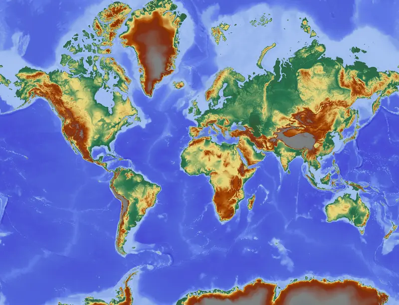 Map: Relief World Map by Mapsforfree