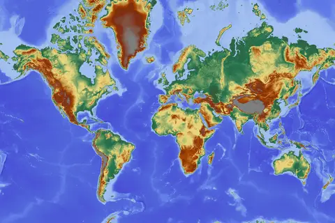 Map: Relief World Map by Mapsforfree