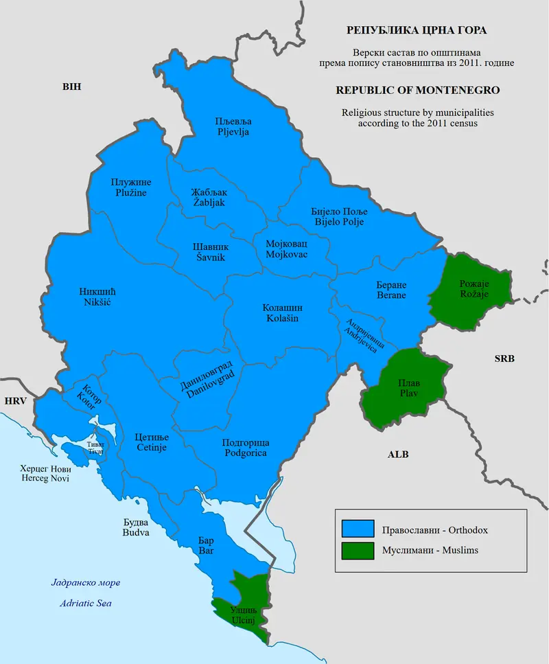 Map: Religious Map of Montenegro by Municipality