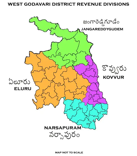 Map: Revenue Divisions Map of West Godavari District