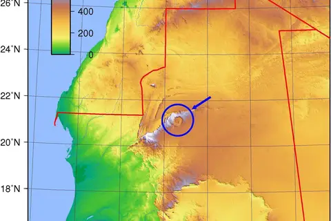 Map: Richat Structure in Mauritania Topographic Map