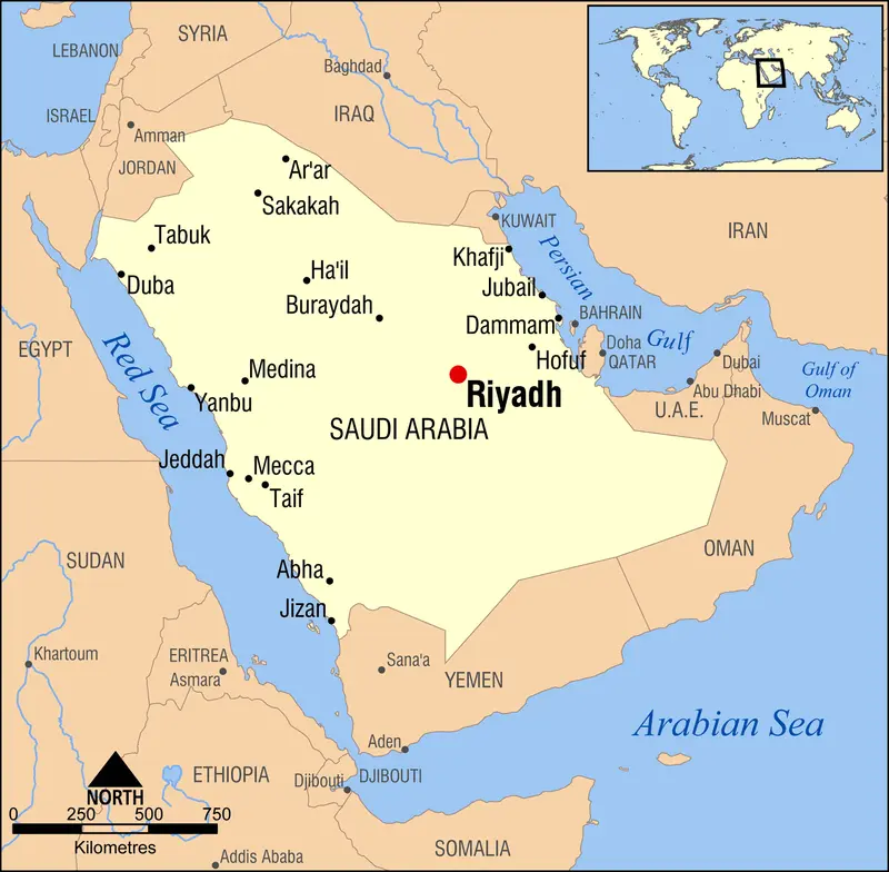 Map: Riyadh Saudi Arabia Locator Map