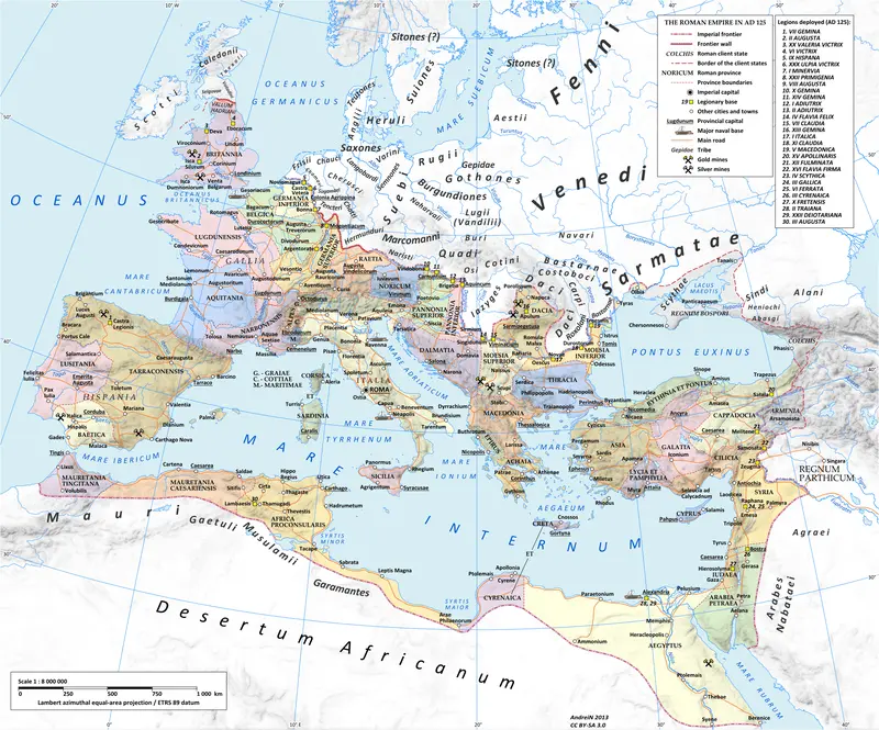 Map: Roman Empire 125 Political Map