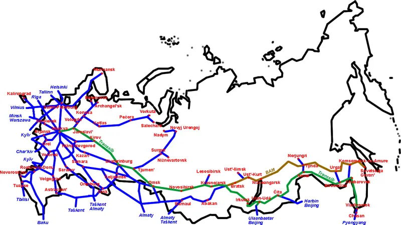 Map: Russia Rail Map