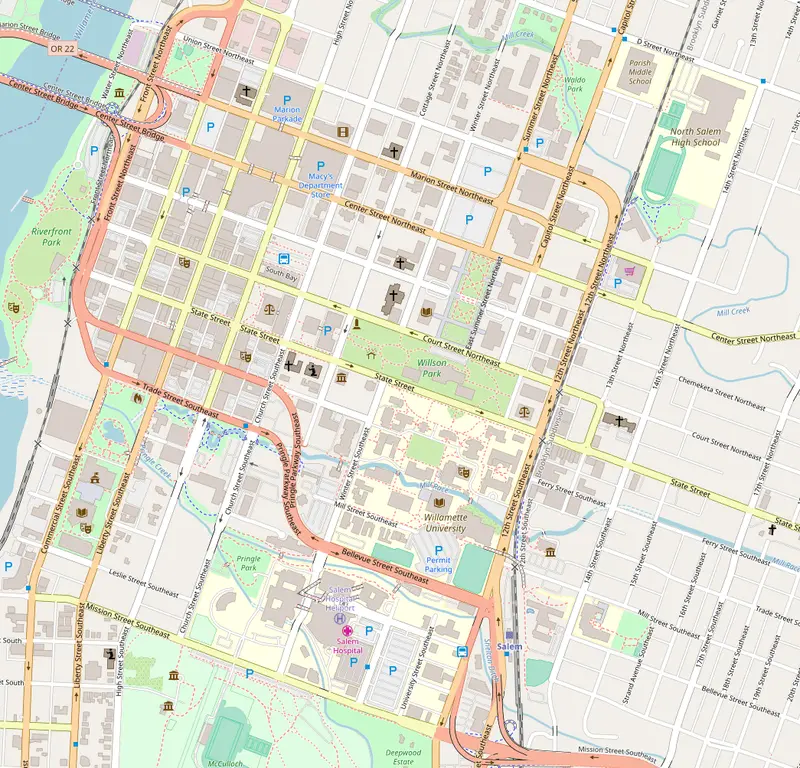 Map: Salem Oregon Downtown Openstreet Map