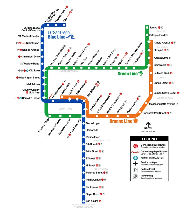 Map: San Diego Trolley System Map