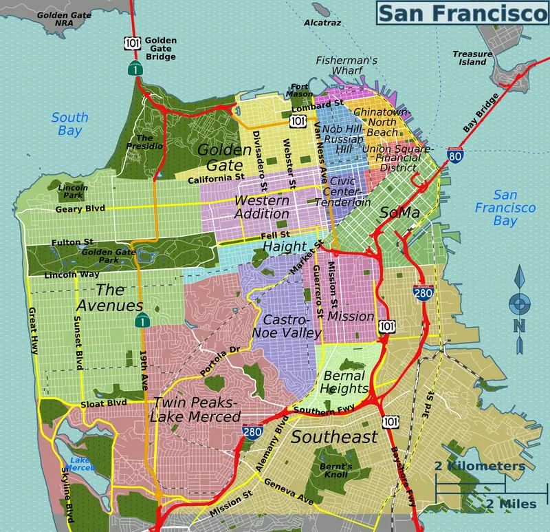 Map: San Francisco Districts Map