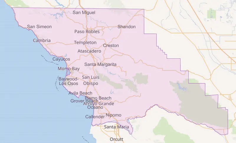 Map: San Luis Obispo County Travel Map