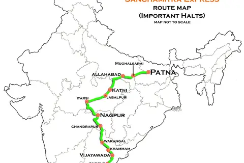 Map: Sanghamitra Express Patna Bangalore Route Map