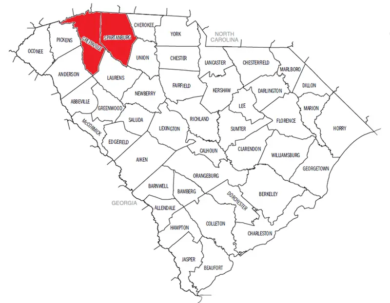 Map: Sc County Map Greenville and Spartanburg