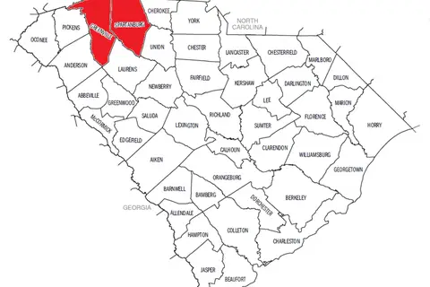 Map: Sc County Map Greenville and Spartanburg