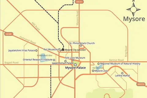 Map: Schematic Tourist Map of Mysore