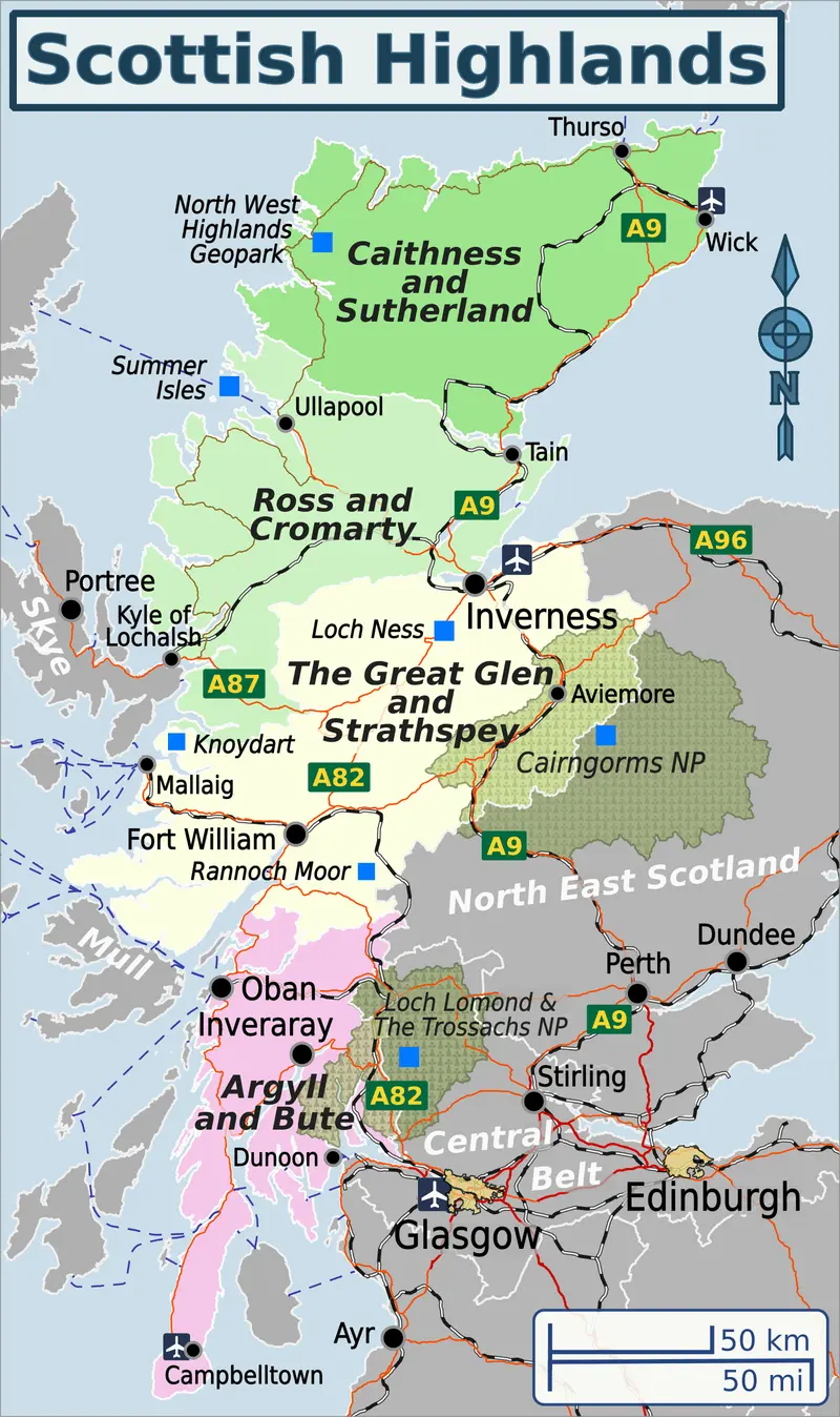 Map: Scottish Highlands Wv Region Map En