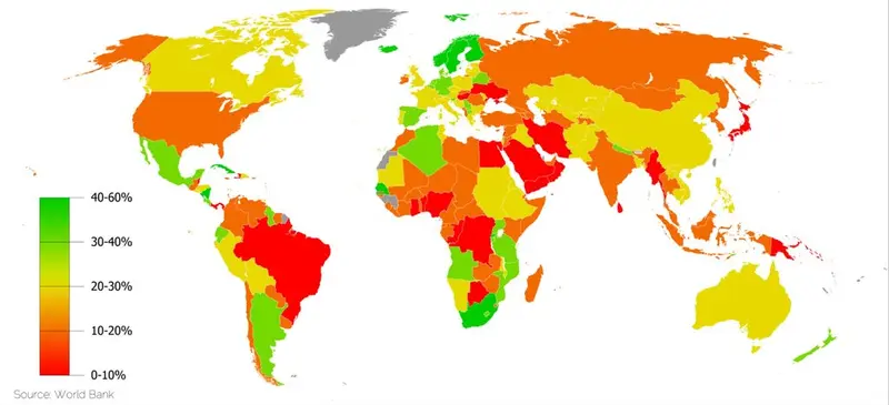 Map: Seats Held by Women in National Parliaments