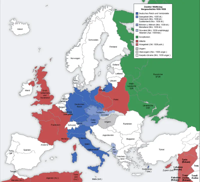 Map: Second World War Europe 19351939 Map de