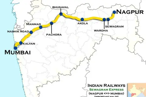 Map: Sewagram Express Nagpur Mumbai Route Map