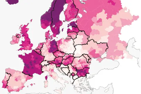 Map: Share of children born out of wedlock in Europe