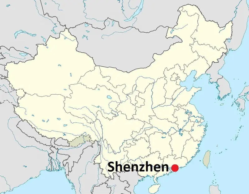 Map: Shenzhenlocationmapinguangdongprovincechina