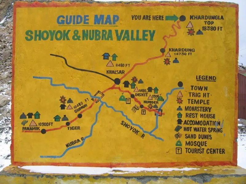 Map: Shoyok and Nubra Valley Map