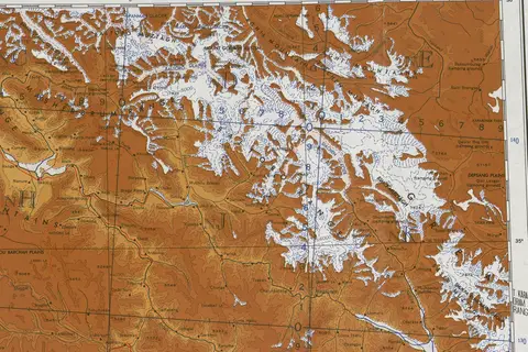 Map: Siachen Glacier Baltoro Glacier and Mount Godwin Austen Map Detail from Txuoclc6654394Ni435Thed Cropped