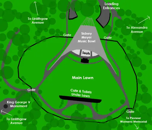 Map: Sidney Myer Music Bowl Map