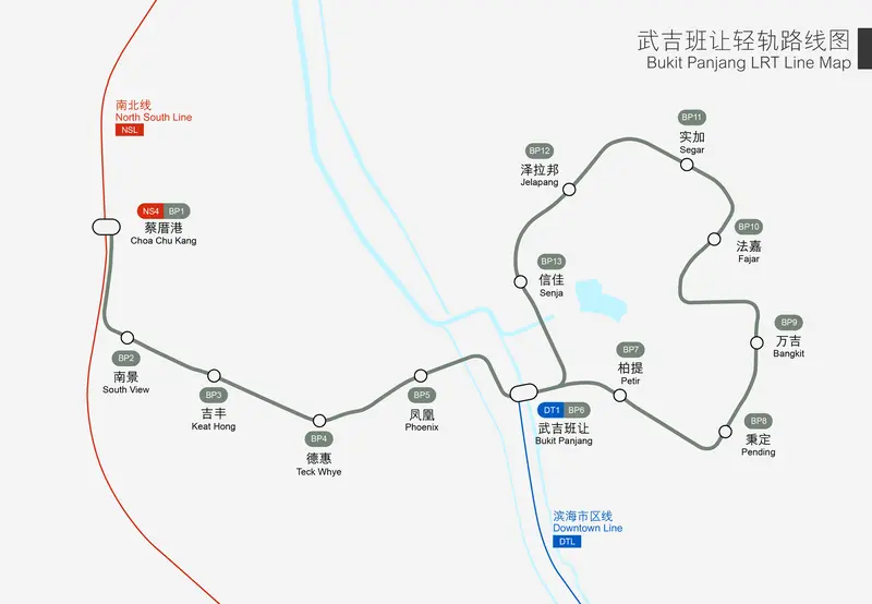 Map: Singapore Bukit Panjang Lrt Line Map