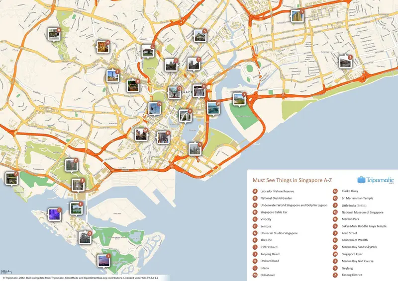 Map: Singapore Printable Tourist Attractions Map