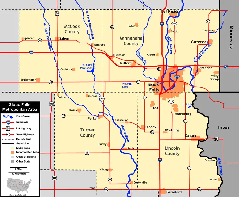 Map: Sioux Falls Metropolitan Area Map 1