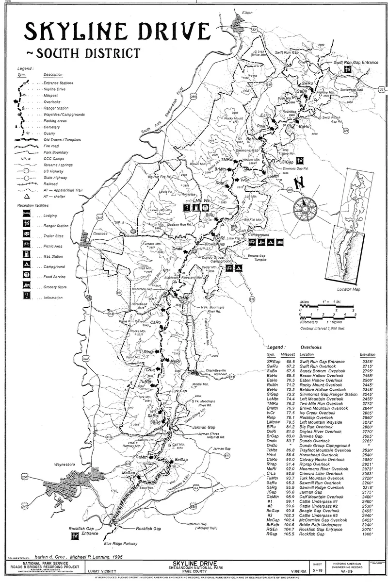 Map: Skyline Drive Map 3 South District