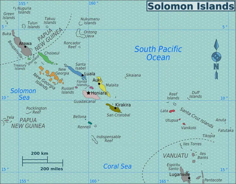 Map: Solomon Islands Regions Map