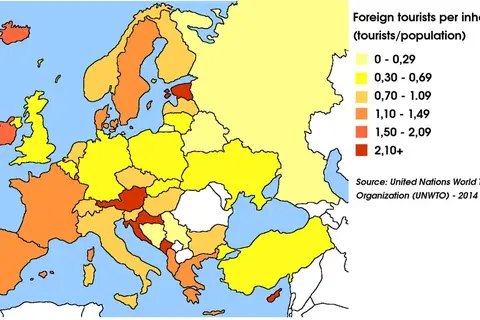 Map: Some tourism statistics of European countries