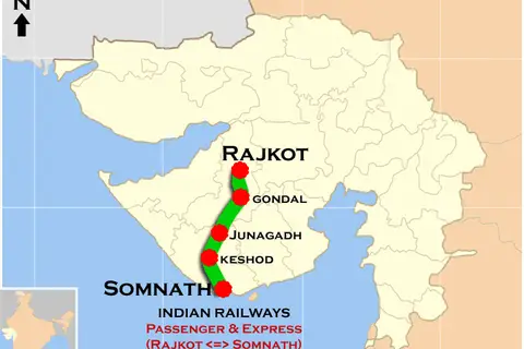 Map: Somnath Rajkot Passenger Veraval Rajkot Express Route Map