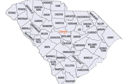 Map: South Carolina Counties Map