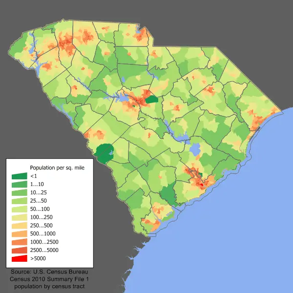 Map: South Carolina Population Map