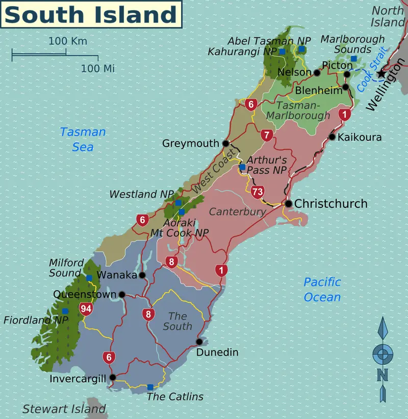 Map: South Island Map