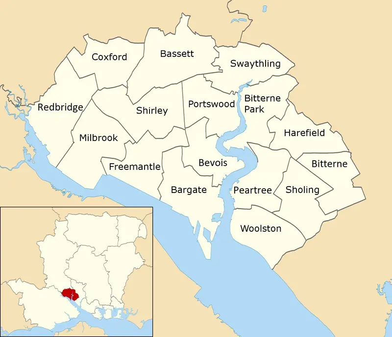 Map: Southampton Labelled Ward Map 2002