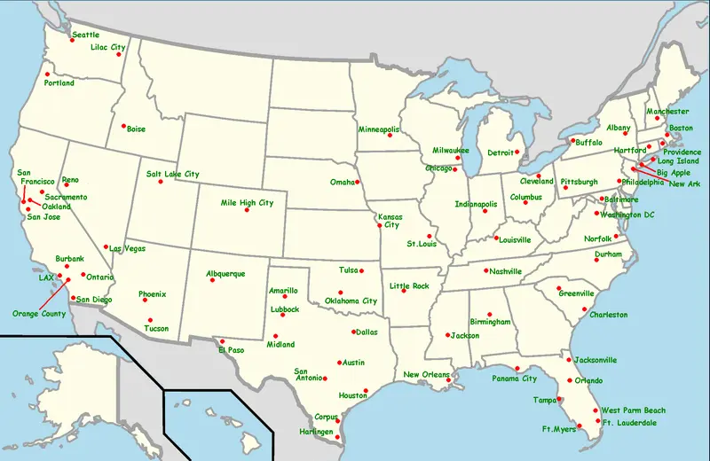 Map: Southwest Airlines Destination Map 20110327