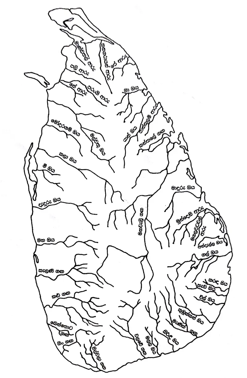 Map: Sri Lanka River Map Sinahla