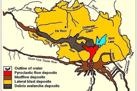 Map: St Helens Map Showing 1980 Eruption Deposits