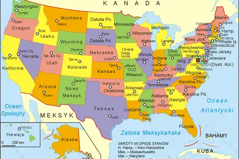 Map: Stany Zjednoczonemapa Administracyjna