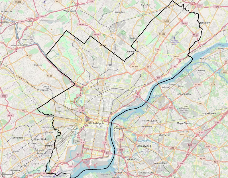 Map: Street Map of Philadelphia and Surrounding Area