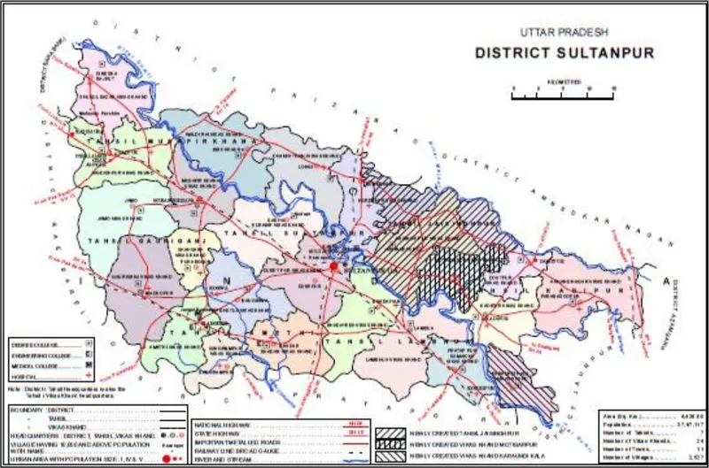 Map: Sultanpur District Subdivisions Map