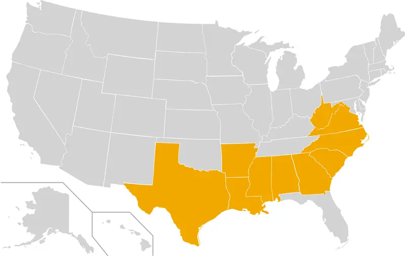 Map: Sun Belt States Map Updated 2022