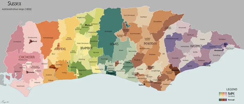 Map: Sussex Administrative Map 1832