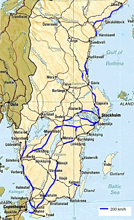 Map: Swedish Highspeed Rail Map 2012