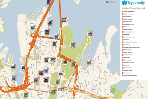 Map: Sydney Printable Tourist Attractions Map